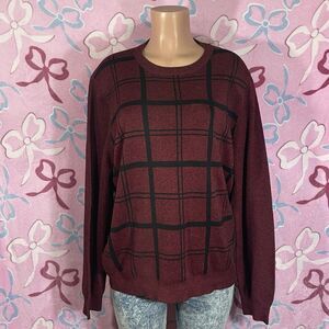 La Chateau Red Squared Cozy Casual Sweater Size XL